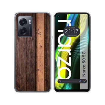 Funda Silicona Para Realme Narzo 50 5g Diseño Madera 05 Dibujos