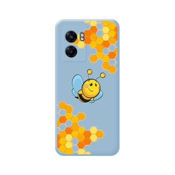 Funda Silicona Líquida Azul Para Oppo A77 5g Diseño Abeja Dibujos