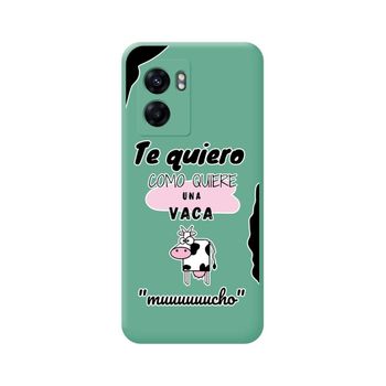 Funda Silicona Líquida Verde Para Oppo A77 5g Diseño Vaca Dibujos