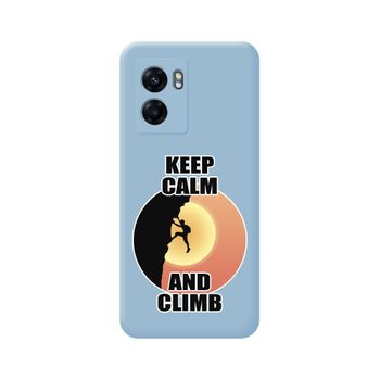 Funda Silicona Líquida Azul Para Realme Narzo 50 5g Diseño Hombre Escalada Dibujos