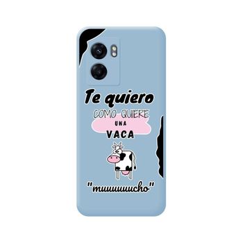 Funda Silicona Líquida Azul Para Realme Narzo 50 5g Diseño Vaca Dibujos