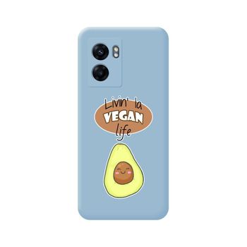 Funda Silicona Líquida Azul Para Realme Narzo 50 5g Diseño Vegan Life Dibujos