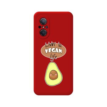 Funda Silicona Líquida Roja Para Huawei Nova 9 Se Diseño Vegan Life Dibujos