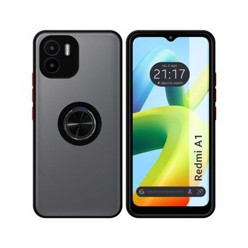 Funda Mate Con Borde Negra Y Anillo Giratorio 360 Para Xiaomi Redmi A1