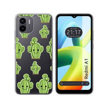 Funda Silicona Transparente Para Xiaomi Redmi A1 Diseño Cactus Dibujos