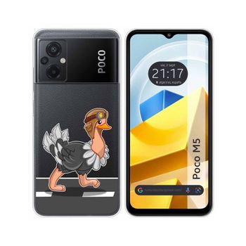 Funda Silicona Transparente Para Xiaomi Poco M5 Diseño Avestruz Dibujos