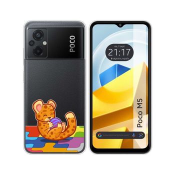 Funda Silicona Transparente Para Xiaomi Poco M5 Diseño Leopardo Dibujos