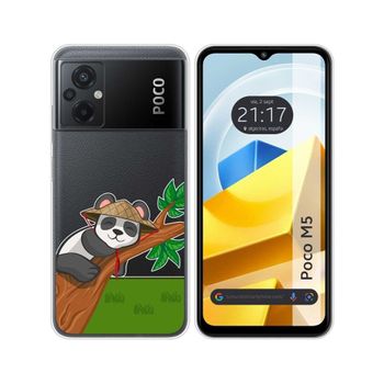 Funda Silicona Transparente Para Xiaomi Poco M5 Diseño Panda Dibujos