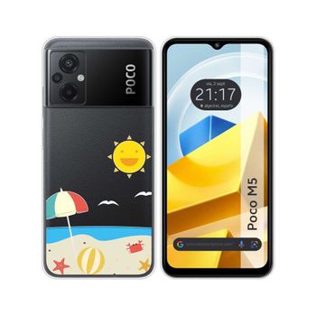 Funda Silicona Transparente Para Xiaomi Poco M5 Diseño Playa Dibujos