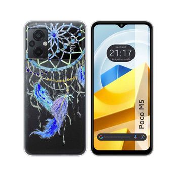 Funda Silicona Transparente Para Xiaomi Poco M5 Diseño Plumas Dibujos