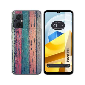 Funda Silicona Para Xiaomi Poco M5 Diseño Madera 10 Dibujos