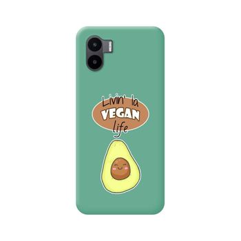 Funda Silicona Líquida Verde Para Xiaomi Redmi A1 Diseño Vegan Life Dibujos