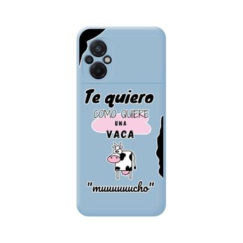 Funda Silicona Líquida Azul Para Xiaomi Poco M5 Diseño Vaca Dibujos