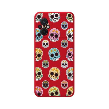 Funda Silicona Líquida Roja Para Xiaomi Poco M5 Diseño Catrina Dibujos