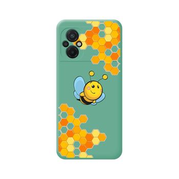 Funda Silicona Líquida Verde Para Xiaomi Poco M5 Diseño Abeja Dibujos