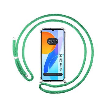 Funda Colgante Transparente Huawei Honor X8 5g Con Cordon Verde Agua