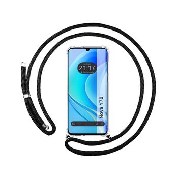 Funda Colgante Transparente Huawei Nova Y70 Con Cordon Negro