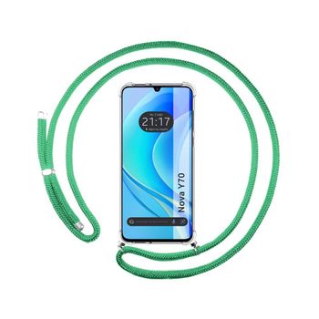 Funda Colgante Transparente Huawei Nova Y70 Con Cordon Verde Agua