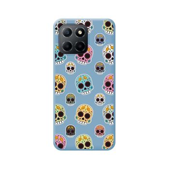 Funda Silicona Líquida Azul Huawei Honor X8 5g Diseño Catrina Dibujos