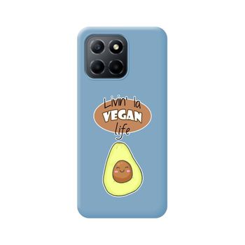 Funda Silicona Líquida Azul Huawei Honor X8 5g Diseño Vegan Life Dibujos