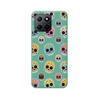 Funda Silicona Líquida Verde Huawei Honor X8 5g Diseño Catrina Dibujos