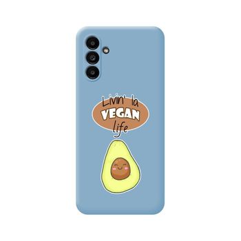 Funda Silicona Líquida Azul Samsung Galaxy A13 5g Diseño Vegan Life Dibujos