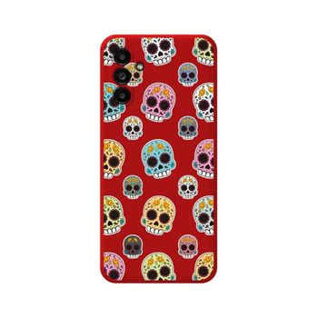 Funda Silicona Líquida Roja Samsung Galaxy A13 5g Diseño Catrina Dibujos