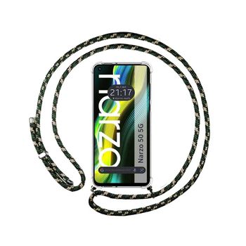 Funda Colgante Transparente Realme Narzo 50 5g Con Cordon Verde / Dorado