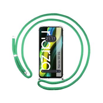 Funda Colgante Transparente Realme Narzo 50 5g Con Cordon Verde Agua