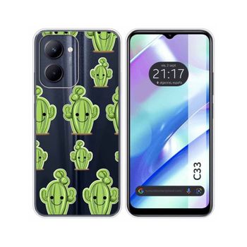 Funda Silicona Transparente Realme C33 Diseño Cactus Dibujos