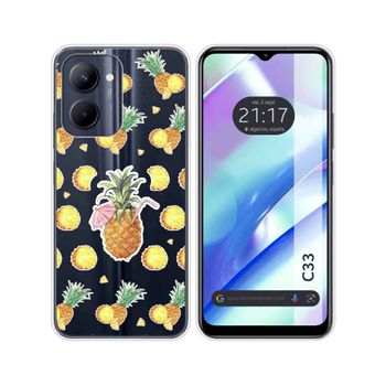 Funda Silicona Transparente Realme C33 Diseño Piña Dibujos