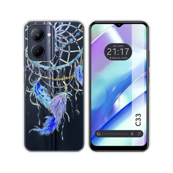 Funda Silicona Transparente Realme C33 Diseño Plumas Dibujos