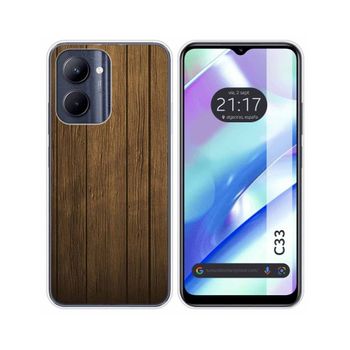 Funda Silicona Realme C33 Diseño Madera Dibujos