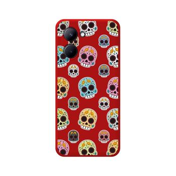 Funda Silicona Líquida Roja Realme C33 Diseño Catrina Dibujos