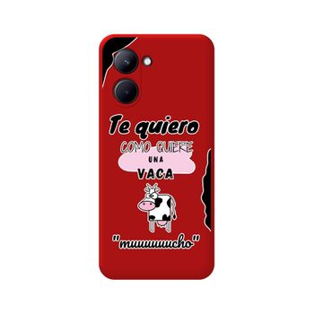 Funda Silicona Líquida Roja Realme C33 Diseño Vaca Dibujos