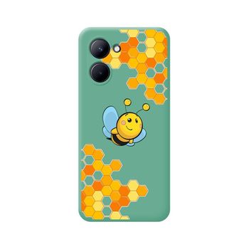 Funda Silicona Líquida Verde Realme C33 Diseño Abeja Dibujos