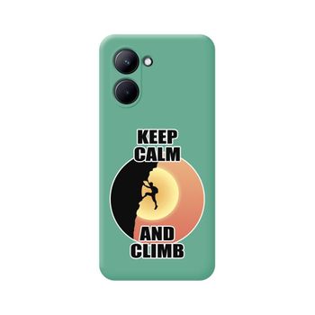 Funda Silicona Líquida Verde Realme C33 Diseño Hombre Escalada Dibujos