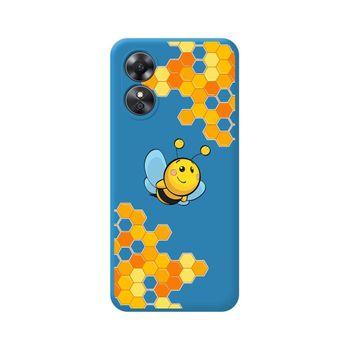 Funda Silicona Líquida Azul Oppo A17 Diseño Abeja Dibujos