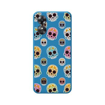 Funda Silicona Líquida Azul Oppo A17 Diseño Catrina Dibujos