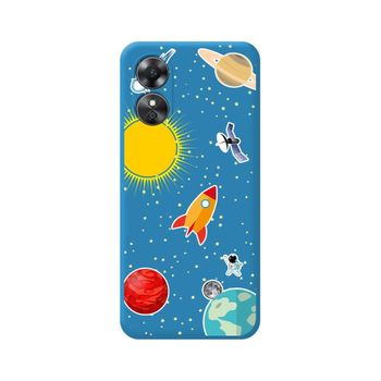 Funda Silicona Líquida Azul Oppo A17 Diseño Espacio Dibujos