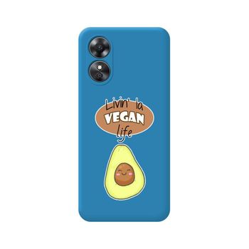 Funda Silicona Líquida Azul Oppo A17 Diseño Vegan Life Dibujos