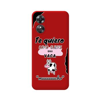 Funda Silicona Líquida Roja Oppo A17 Diseño Vaca Dibujos