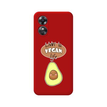 Funda Silicona Líquida Roja Oppo A17 Diseño Vegan Life Dibujos