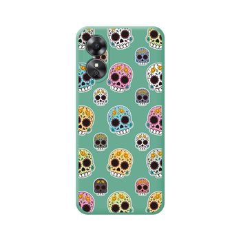 Funda Silicona Líquida Verde Oppo A17 Diseño Catrina Dibujos