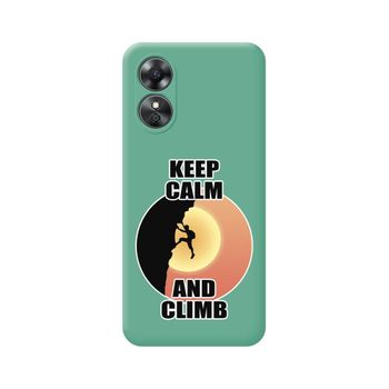 Funda Silicona Líquida Verde Oppo A17 Diseño Hombre Escalada Dibujos