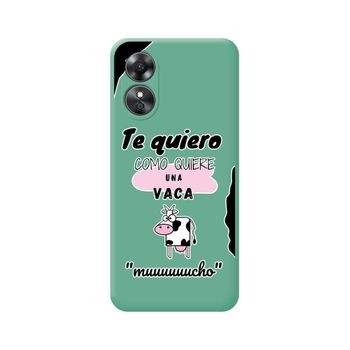 Funda Silicona Líquida Verde Oppo A17 Diseño Vaca Dibujos