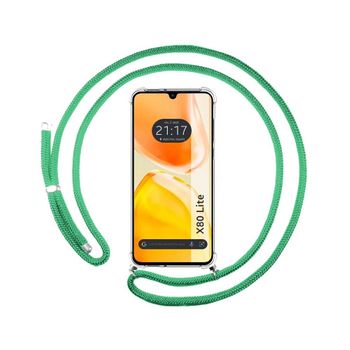 Funda Colgante Transparente Vivo X80 Lite 5g Con Cordon Verde Agua