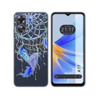 Funda Silicona Transparente Oppo A17 Diseño Plumas Dibujos