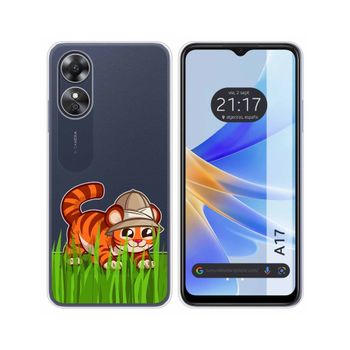 Funda Silicona Transparente Oppo A17 Diseño Tigre Dibujos