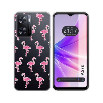 Funda Silicona Transparente Oppo A57s Diseño Flamenco Dibujos